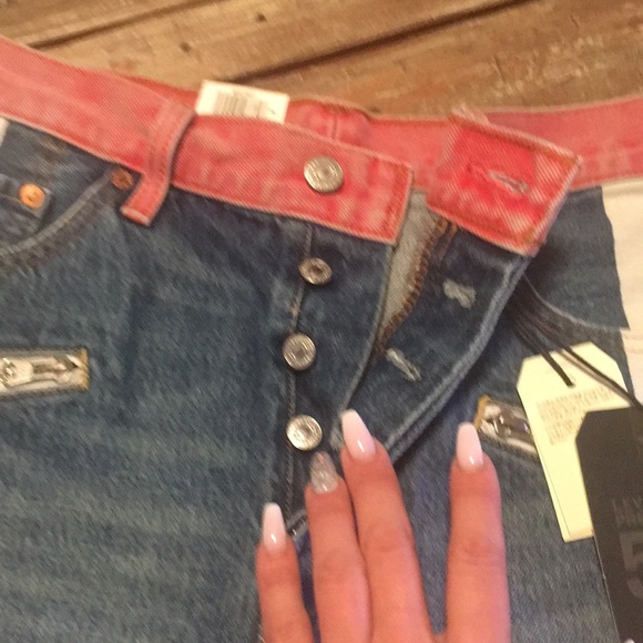 Dope denim high rise shorts 💛❤️💙 - Picture 3 of 5